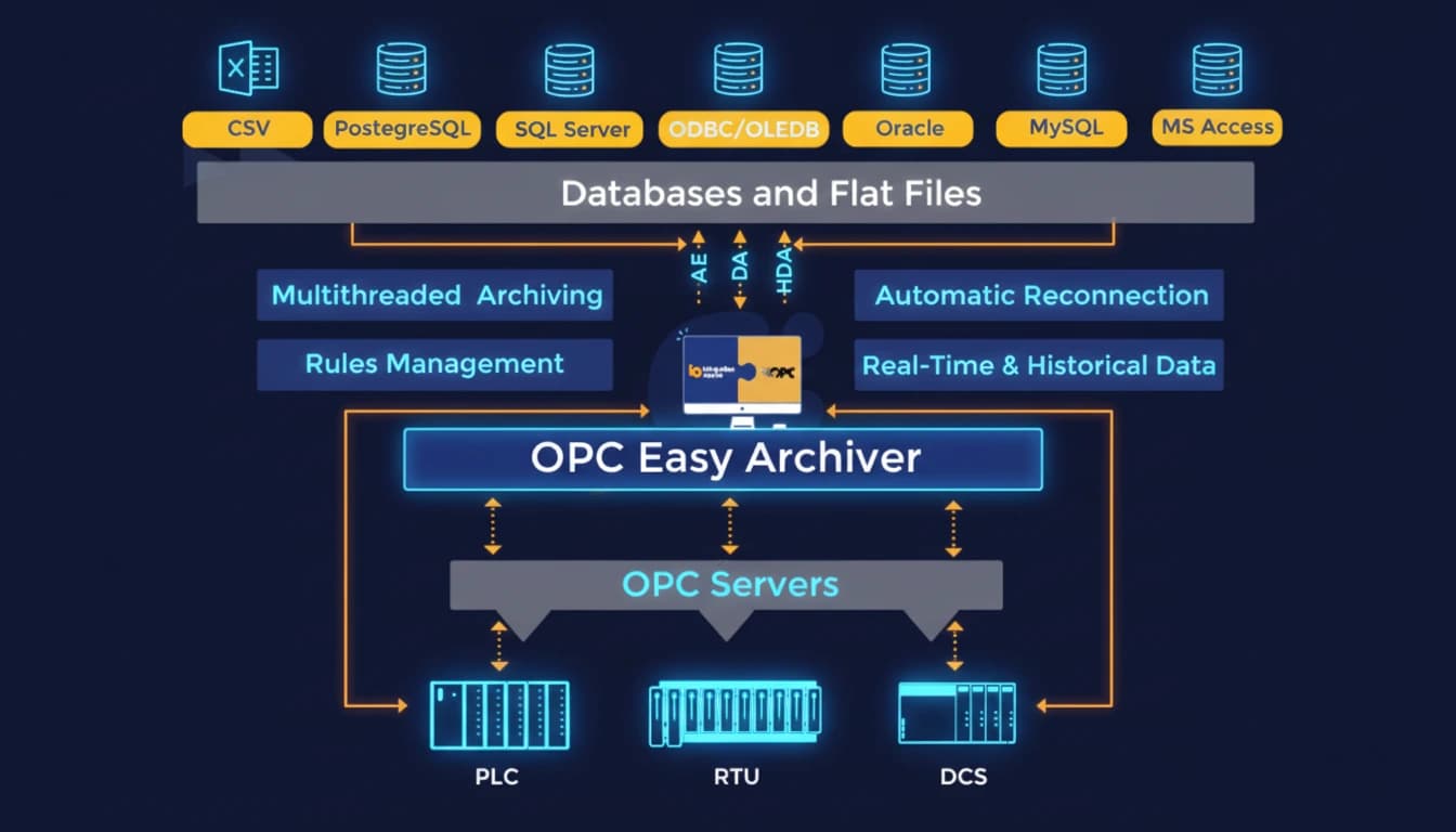 OPC Easy Archiver data logging architecture for real-time OPC data acquisition and historical archiving